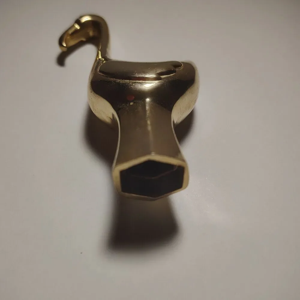 Vintage Chrome Swan Goose Finial Rhinestone Eye Mid Century Decorative Topper